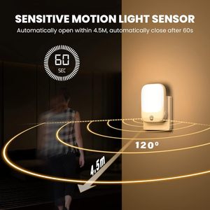 <b>LED</b> Modern <b>Plug</b>-<b>In</b> Night <b>Light</b> with Auto Dusk to Dawn Motion Sensor Soft Warm White for Bedroom - Product Image 5