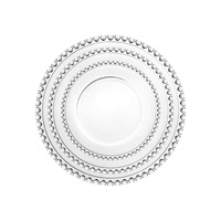 2025 ensembles d'assiettes de chargeur écologiques en verre clair élégant moderne avec plat rond à bord doré pour cadeaux