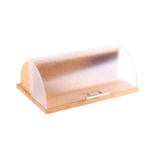 Contenitore per il Pane in Bambù con Coperchio <span class=keywords><strong>Trasparente</strong></span> in PP e Manico in Acciaio Inossidabile - Product Image 2