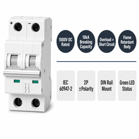 Wanbo-500 2P 1000V DC 10kA Pemutus Sirkuit Cetak (Molded Case Circuit Breaker) untuk Sistem BESS PV Surya, Tahan Beban Berlebih dan Hubung Singkat, Pemasangan Rel DIN DC