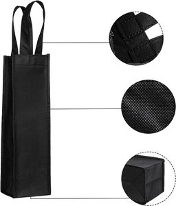 Bolsa de vino de tela no tejida reutilizable negra para botellas y regalos Solución de compras conveniente - Product Image 2