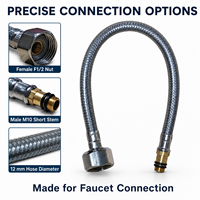 Tuyau d'alimentation de robinet tressé en fil d'aluminium recouvert de PVC, tige courte F1/2 x M10, 12 mm, connecteur flexible d'entrée d'eau, OEM