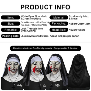 <span class=keywords><strong>Maschera</strong></span> da Suora in Lattice <span class=keywords><strong>con</strong></span> Occhi Bianchi, Spaventosa <span class=keywords><strong>Maschera</strong></span> da Fantasma, Costume di Halloween, Accessori per Feste in <span class=keywords><strong>Maschera</strong></span>, Personalizzabile - Product Image 2