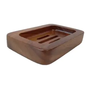 传奇批发木肥皂盒保存托盘皂液分配器环保胡桃木肥皂架浴室餐具