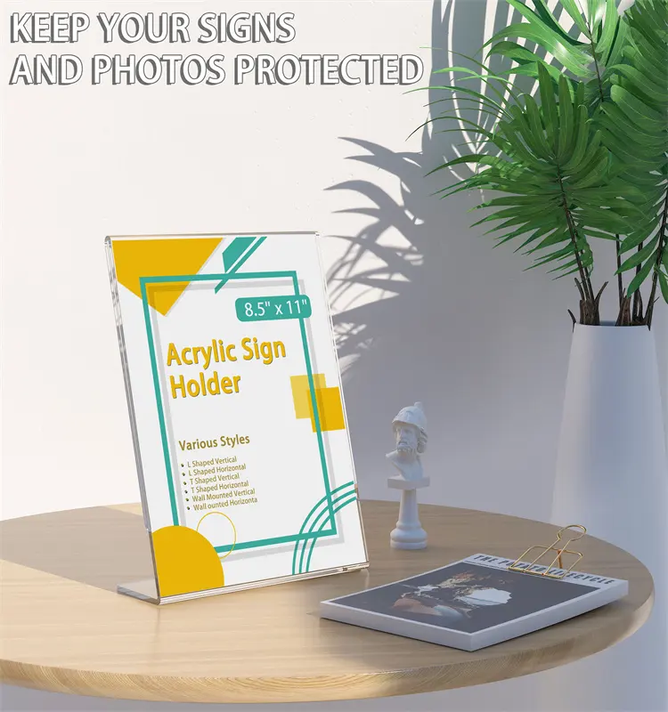 L Shape Clear Plastic Menu Holder Table sign holder for Restaurant fpr office School and Store Use 1 carton includes 48pcs 