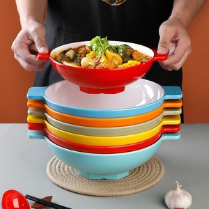 Juego de tazones de melamina de doble asa 812-10 de color sólido, calidad de restaurante, para hot pot y fideos - Product Image 3