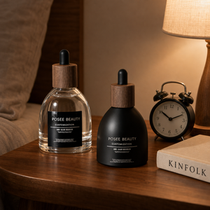 Flacon compte-gouttes carré en verre de luxe à base épaisse avec logo personnalisé, 30ml 50ml 100ml, fond transparent épaissi, flacon de sérum avec estampage doré - Product Image 3