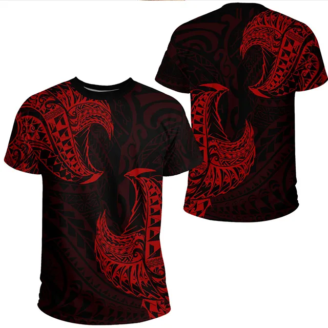 Toptan polinezya Tribal desen T Shirt tasarım tam süblimasyon yaz kısa kollu erkek T Shirt yeni zelanda