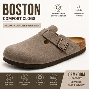 Sabots confortables en liège style Boston, pantoufles unisexes en daim, fabrication OEM, logo personnalisé - Product Image 3