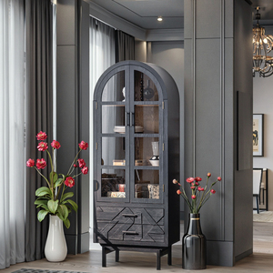 <span class=keywords><strong>Armoire</strong></span> dôme vintage française <span class=keywords><strong>avec</strong></span> portes en verre, <span class=keywords><strong>armoire</strong></span> <span class=keywords><strong>murale</strong></span> en bois massif noir, <span class=keywords><strong>armoire</strong></span> sur pied pour salon - Product Image 3
