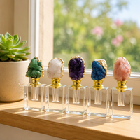 Flacon de parfum en cristal 1ML, esthétique, avec bouchon en pierre naturelle (agate, améthyste, quartz rose), vide, luxueux