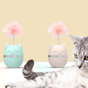 Hot Selling High Quality Funny Cat Face Tumbler With Feather Cat Teaser Interactive Movement <b>Pet</b> <b>Toys</b> Relieve Boredom Cat <b>Toys</b> - Product Image 1