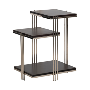 Tavolino Moderno a Tre Ripiani con Struttura in Metallo e Piano in Legno per Arredamento Casa - Product Image 2