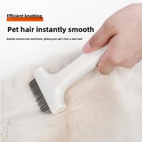 Peigne démêlant pour animaux de compagnie, pour chats et chiens, en acier inoxydable, avec lames incurvées arrondies pour les nœuds, les nattes et les poils lâches