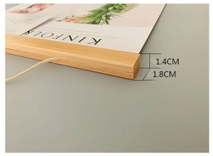 Support magnétique pour affiches en bois de teck avec corde de suspension pour affiches A4 A3, toiles, photos, impressions d'art, affichage mural, bureau, salon - Product Image 3