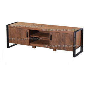 <strong>Rustic</strong> Brown 2 Doors Wooden <strong>Wardrobe</strong> With Metal Frame - Product Image 5