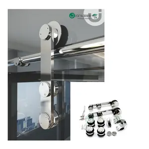 China Modern Stainless Steel Glass Sliding Barn Door Hardware Track Set Siding Hanging Door Roller