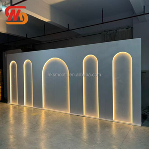 SMOOTH Modern LED Lights Pvc White Acrylic <b>Stage</b> Backdrop for Wedding Decoration - Product Image 3