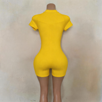 Combinaison de yoga zippée pour femme, collection été 2026, manches courtes, une pièce, tenue de sport avec taille haute et compression pour la gym