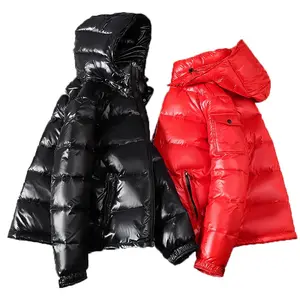 TN Designed New Custom Logo Winter Men's Puffer Jackets Plus Size Shiny Solid Cotton Warm Oversize Casual Puffer Jacket