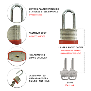 Cylindres de verrouillage pour équipement industriel Elecpopular, vente en gros, <span class=keywords><strong>cadenas</strong></span> de sécurité en acier laminé renforcé avec anse de 38 mm - Product Image 4
