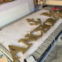 Letrero Luminoso 3D de Fábrica con Retroiluminación LED, Letrero Iluminado con Logotipo de Empresa, Letrero de Acrílico Metálico Dorado con Nombre de Tienda, Letrero Frontal Iluminado
