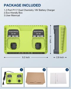 <span class=keywords><strong>Chargeur</strong></span> <span class=keywords><strong>Ryobi</strong></span> P117 à 2 ports compatible avec les batteries <span class=keywords><strong>18V</strong></span> à double chimie, <span class=keywords><strong>chargeur</strong></span> rapide pour ONE P117 P118 12V-<span class=keywords><strong>18V</strong></span> Max Li-Ion NiCd - Product Image 6