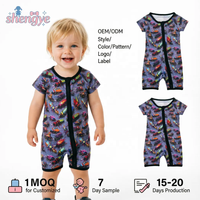 Combinaison bébé personnalisée DH OEM en bambou avec motif de Noël, fermeture éclair bidirectionnelle, logo personnalisé, mélange de spandex pour les petites filles