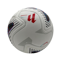 Nouveau ballon de football sans couture thermocollé imprimé, taille 5, base blanche avec design contrasté