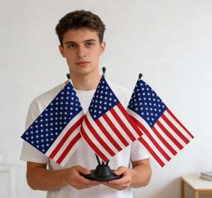 Mini-drapeau national personnalisé Coupe du Monde de Football 2026 – <span class=keywords><strong>D</strong></span>écoration de bureau et de maison – Drapeau de soutien Mexique et États-Unis - Product Image 2