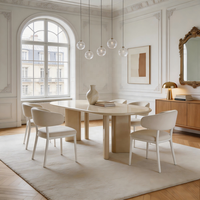 Table à manger ovale de style crème minimaliste moderne nordique avec pieds incurvés, meubles pour la maison, la cuisine et les restaurants