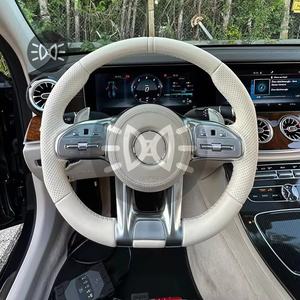 Volant en cuir blanc pour <span class=keywords><strong>Mercedes</strong></span> Benz W205 W211 W177 W221 GLS X167 GLA45 X156 Gle 53 <span class=keywords><strong>AMG</strong></span> <span class=keywords><strong>GT</strong></span> <span class=keywords><strong>2023</strong></span> - Product Image 2