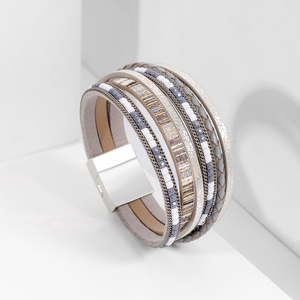 <span class=keywords><strong>Bracelet</strong></span> en cuir multi-couches bohème avec perles et fermoir magnétique, bijoux ethniques vintage faits à la main pour unisexe - Product Image 5