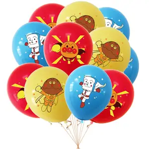 नई Anpanman विषय जन्मदिन की पार्टी सजावट जन्मदिन मुबारक पत्र बैनर प्यारा कार्टून लेटेक्स गुब्बारे केक अव्वल सेट