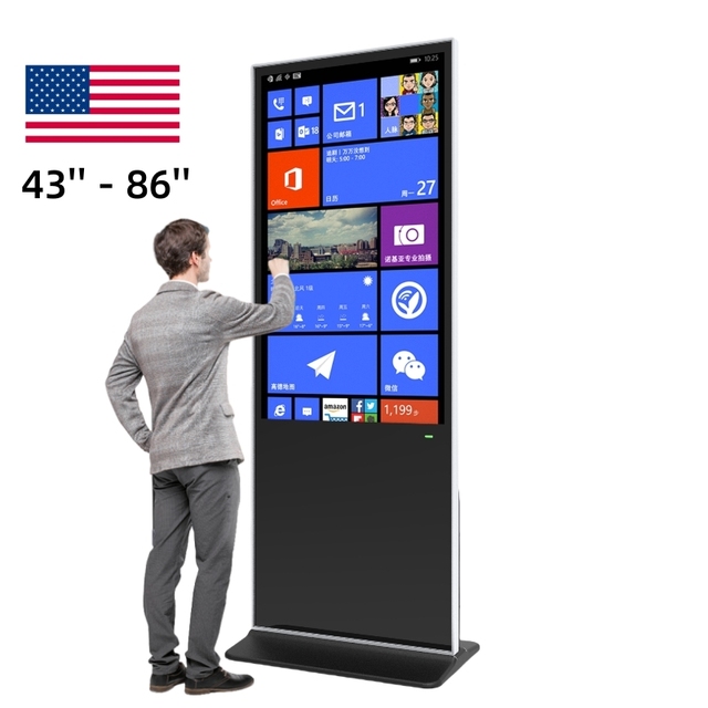 2k 4k Full HD 42 49 50 55 65 Inch Indoor Floor Standing Vertical Digital Signage Totem Touch Screen Kiosk Advertising Display