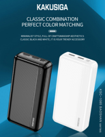 KAKUSIGA 20000mAh Power Bank Avec Voyant Lumineux Affichage Voyage Téléphone Power Banks USB Rapide Portable Chargeur