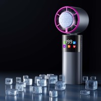Ventilateur de refroidissement portable pliable à affichage numérique, moteur sans balais, 1800 mAh, haute vitesse, avec compresse de glace intégrée, vente chaude AFY