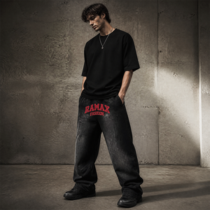Pantalon de survêtement vintage délavé pour homme, avec imprimé lettre personnalisé sur la poitrine, coupe large, taille élastique, style streetwear hip-hop décontracté - Product Image 4