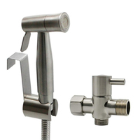 HOMEDEC HD-1107 Support mural moderne pour douchette WC en acier inoxydable finition nickel brossé double fonction à poser au sol écologique