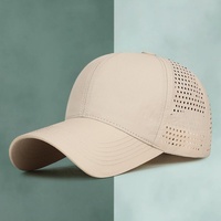 Casquette de baseball unisexe adulte en PVC perforé à séchage rapide, 6 panneaux, réglable, logo personnalisé, légère, respirante, couleur unie
