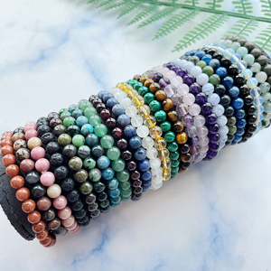 กำไลข้อมือลูกปัดกลมสีรุ้งออบซิเดียนธรรมชาติ6มม. สำหรับทุกเพศสร้อยข้อมือยืดได้สำหรับผู้ชายและผู้หญิง - Product Image 4