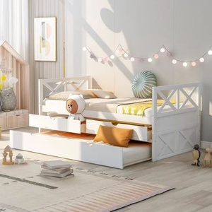 <span class=keywords><strong>Lit</strong></span> de repos moderne en pin massif blanc avec tiroirs et <span class=keywords><strong>lit</strong></span> <span class=keywords><strong>gigogne</strong></span> pour chambre d'enfant, <span class=keywords><strong>lit</strong></span> double avec rangement pour invités - Product Image 1