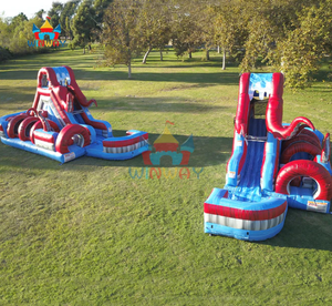 Jeux de carnaval, parcours d'obstacles gonflable en PVC commercial, toboggan, fosse à balles de couleur marbre, château gonflable à vendre - Product Image 6