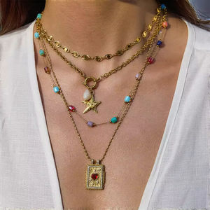 Collar de cadena chapado en oro de 18k, colgante de acero inoxidable con forma de corazón y circonita, joyería para mujer - Product Image 3