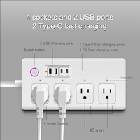 Multiprise intelligente LangYeao PD20W US WiFi ZIGBEE Matter, 4 prises CA à contrôle indépendant, 2 ports USB, 2 ports Type-C, compatible avec Home Assistant Alexa