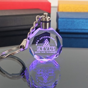 whhoelsale cheap K9 3d Laser Engraving Led Luminous Light <b>Custom</b> Logo Crystal <b>Keychain</b> for Promotion Gift - Product Image 2