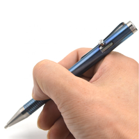 Pena Taktis JXT EDC Kit Ballpoint Presisi dari Paduan Titanium dengan Tombol Tekan dan Mekanisme Bolt Action Warna Biru Abu-abu