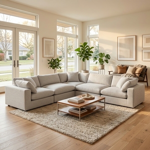 Sofá seccional modular grande, convertible, extensible, de doble cara, en forma de L, con cubierta de terciopelo, adecuado para salas de estar y - Product Image 4