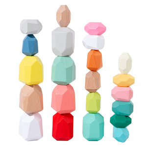 Wholesale Children's Wooden Colored Stone Educational Toy Creative Nordic Style Stacking Game Rainbow Wooden Building Block - Product Image 1