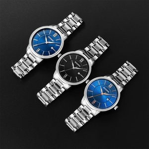 Montres à quartz analogiques pour hommes en acier inoxydable, étanches, avec bracelet en cuir, nouveau design, vente en gros, marque OEM/ODM, style professionnel et tendance - Product Image 2
